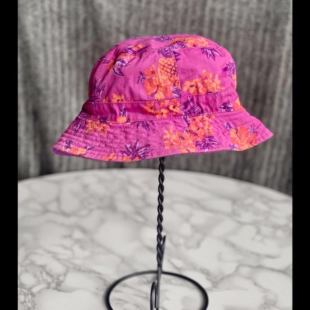 Joe Fresh Purple and Orange Pineapple Floral Kids Bucket Hat SIZE s/m-p/m